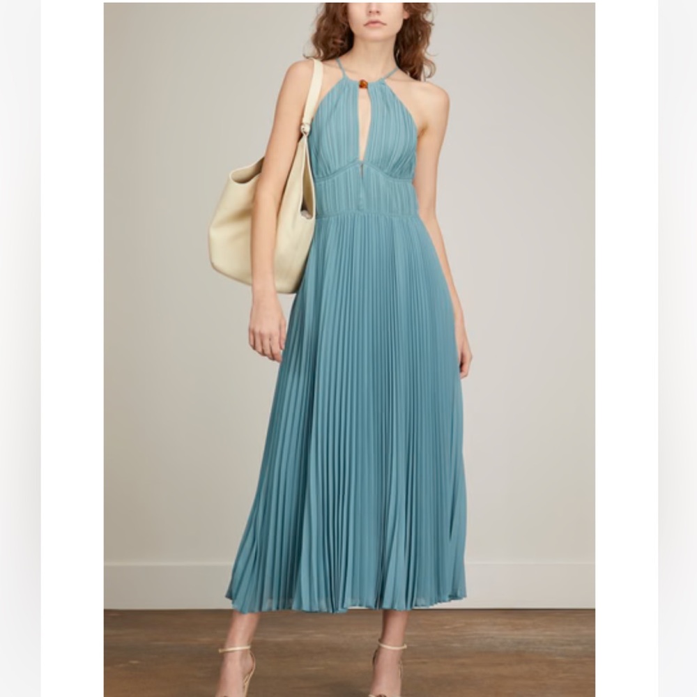 COPY - Simkhai Celeste blue midi dress with tortoise shell bead. NWT size 2